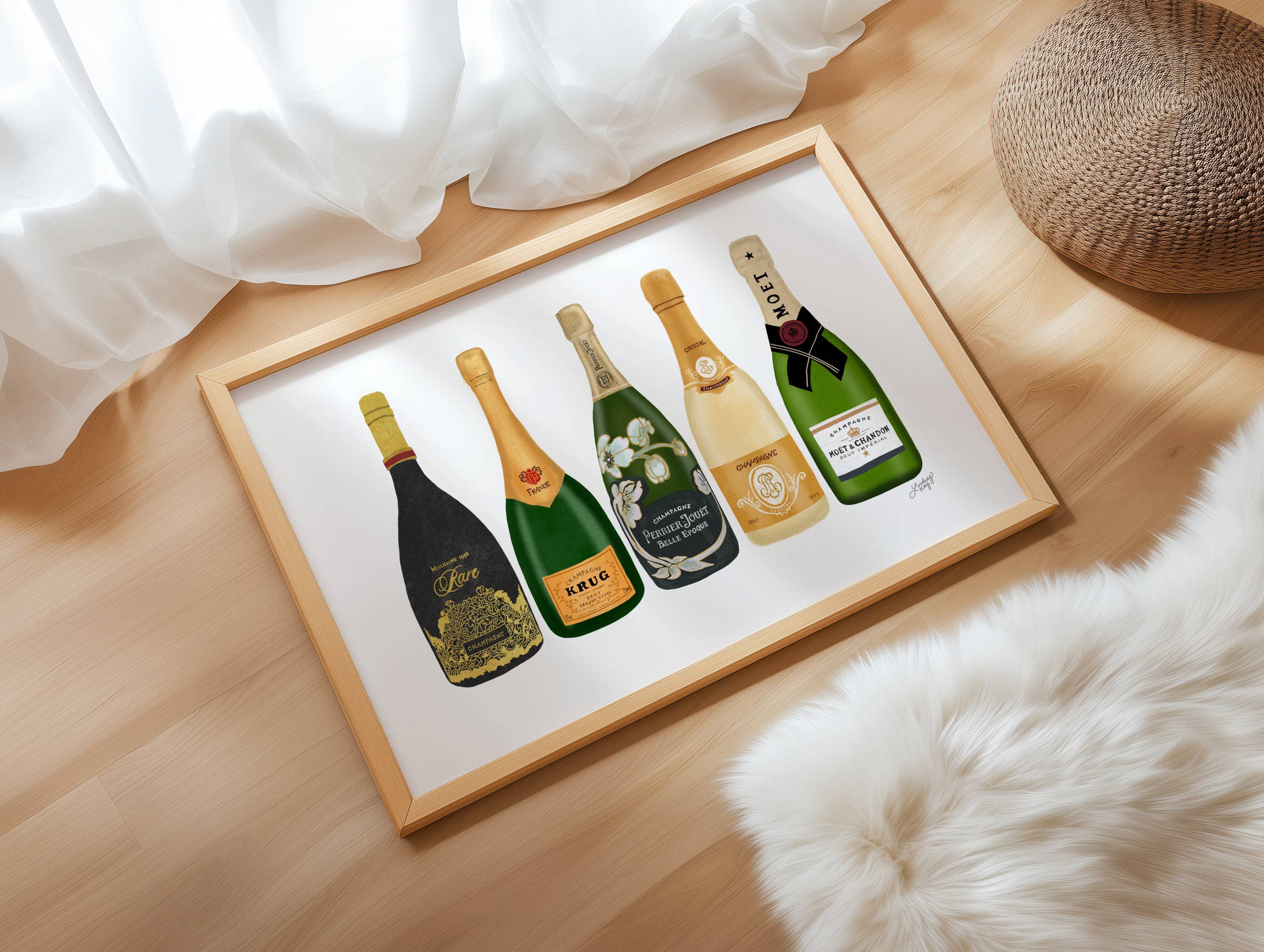 Lindsey Kay Collective - Wholesale Art Print - Champagne Bottles Illustration - Art Print2