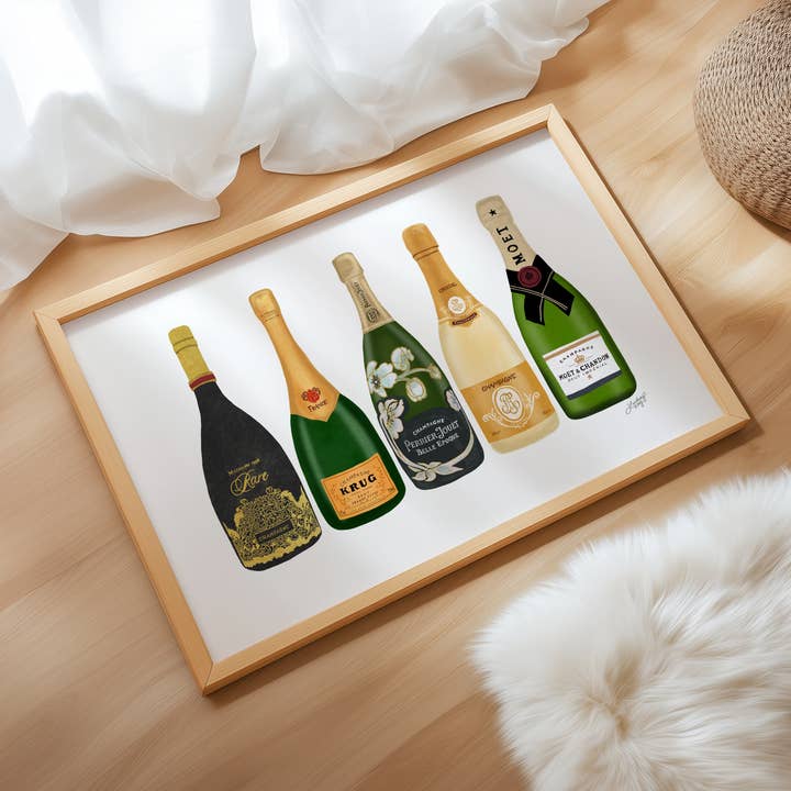 Lindsey Kay Collective - Vente Affiche d'art - Illustration de bouteilles de champagne - Art Print2