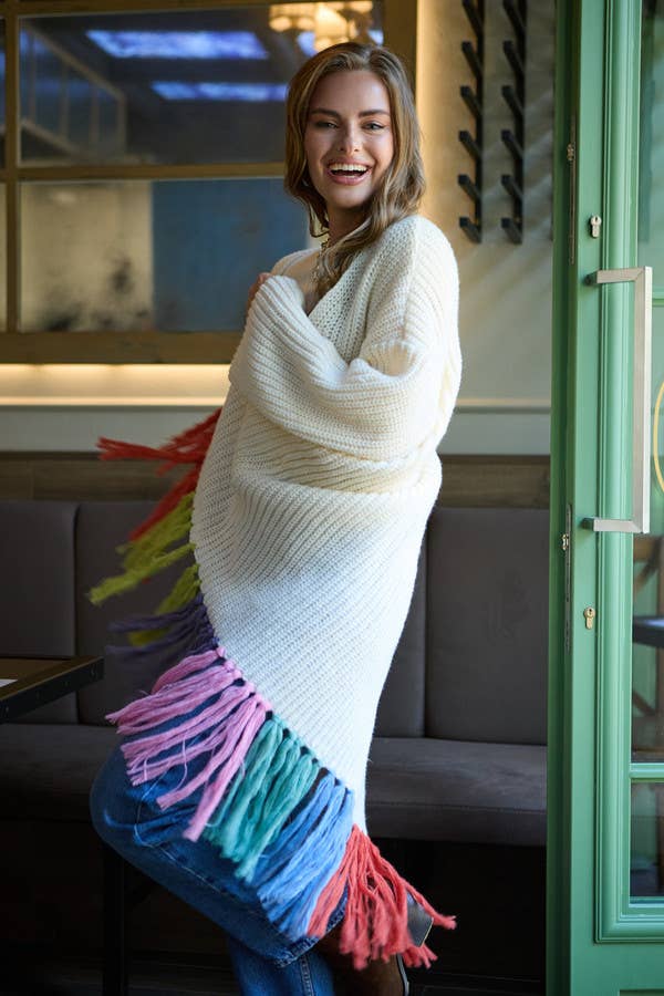 SAACHI - Wholesale Cardigan - Women's - Rainbow Tassel Knitted Long Cardigan0