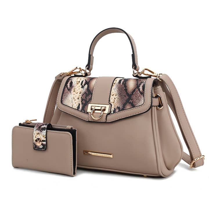 Bolso de hombro Geny con estampado de serpiente sintética con cartera de Mia K para venta al por mayor de MKF Collection