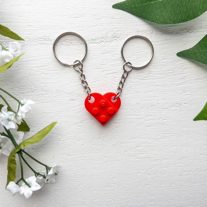 AO Designs LLC – Porta-chaves - Mulher por atacado – Porta-chaves Coração Lego | Made of Real Legos | Namorados | Melhor2