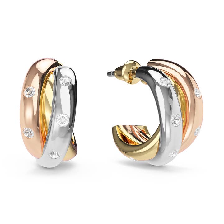 Trinity Nieten Tri-Gold plattierte Creolen für den Großhandel von My Jewellery Story