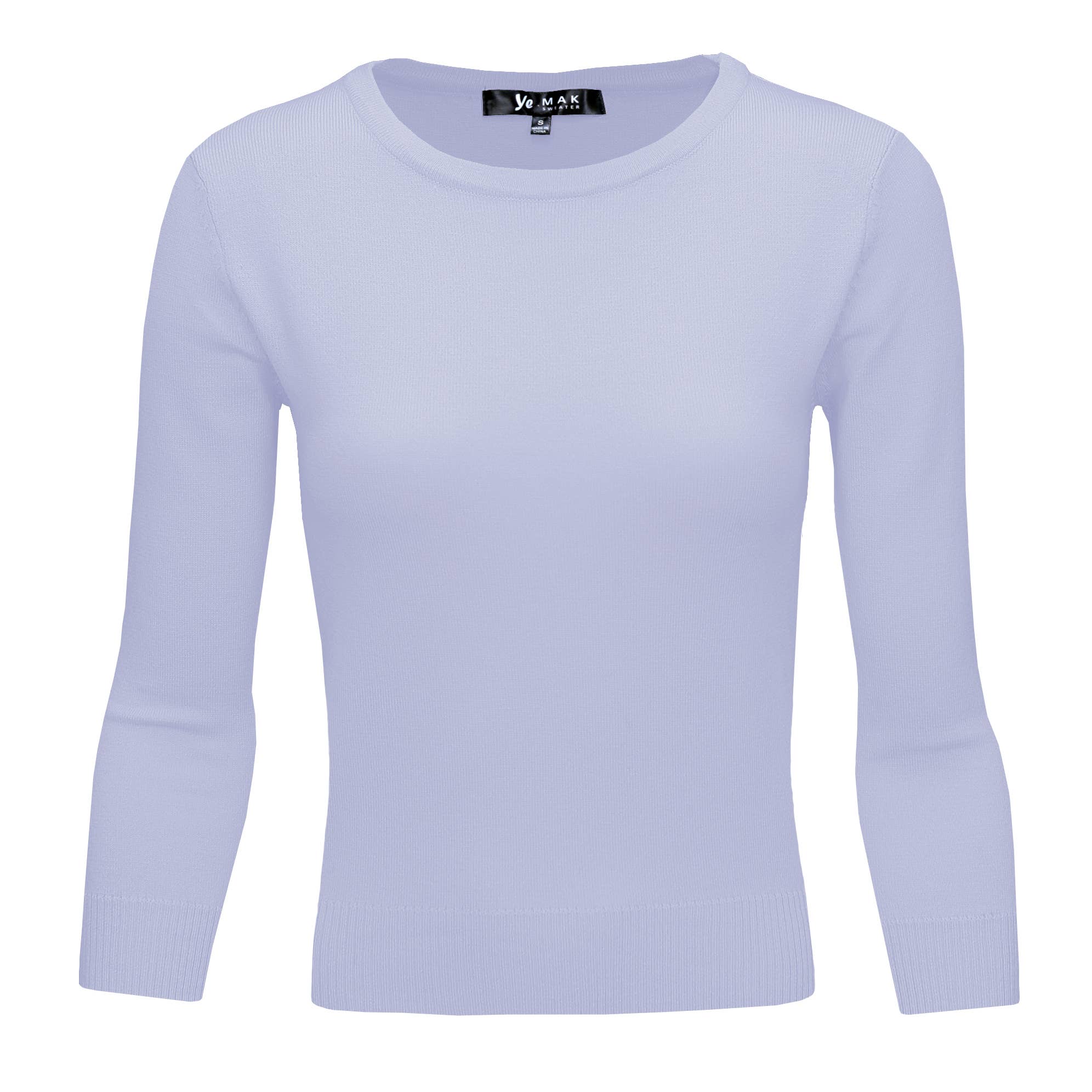 Mak - Wholesale Knit Top - Women's - 3/4 Sleeve Crewneck Soft Lightweight Basic Knit Top MK363620