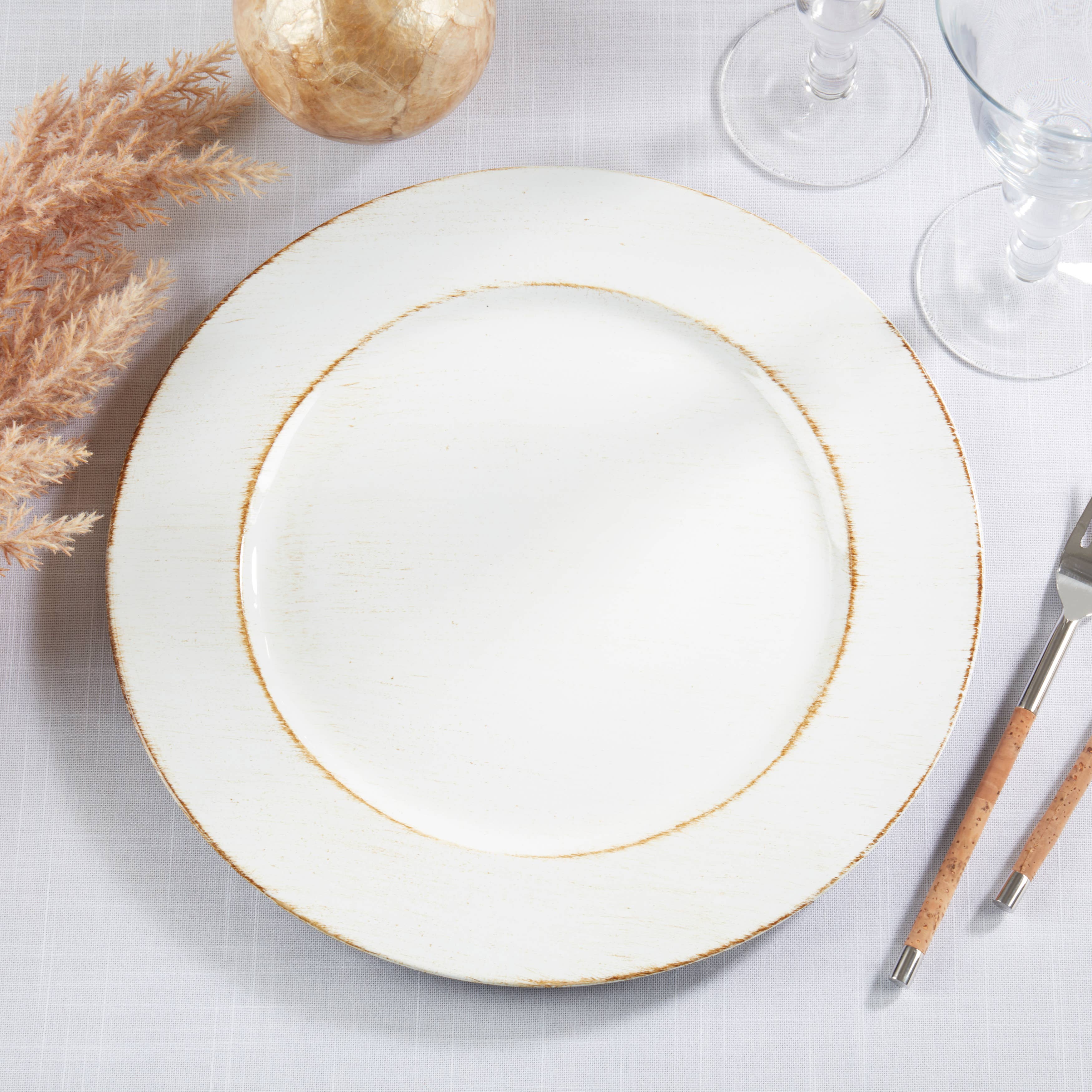 Saro Lifestyle - Wholesale Charger Plate - Vintage-Inspired Distressed Charger Plate8