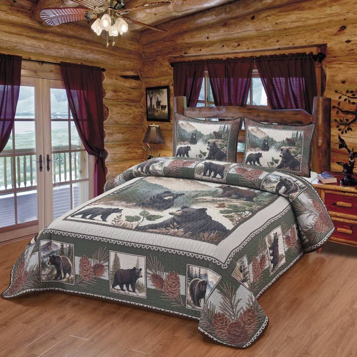 Bears of the Wild quilt set for wholesale by De Leon Collections