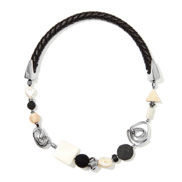 Nectar Nectar New York – Großhandel Perlenkette – AMA Perlmutt-Halskette mit schwarzer Kordel