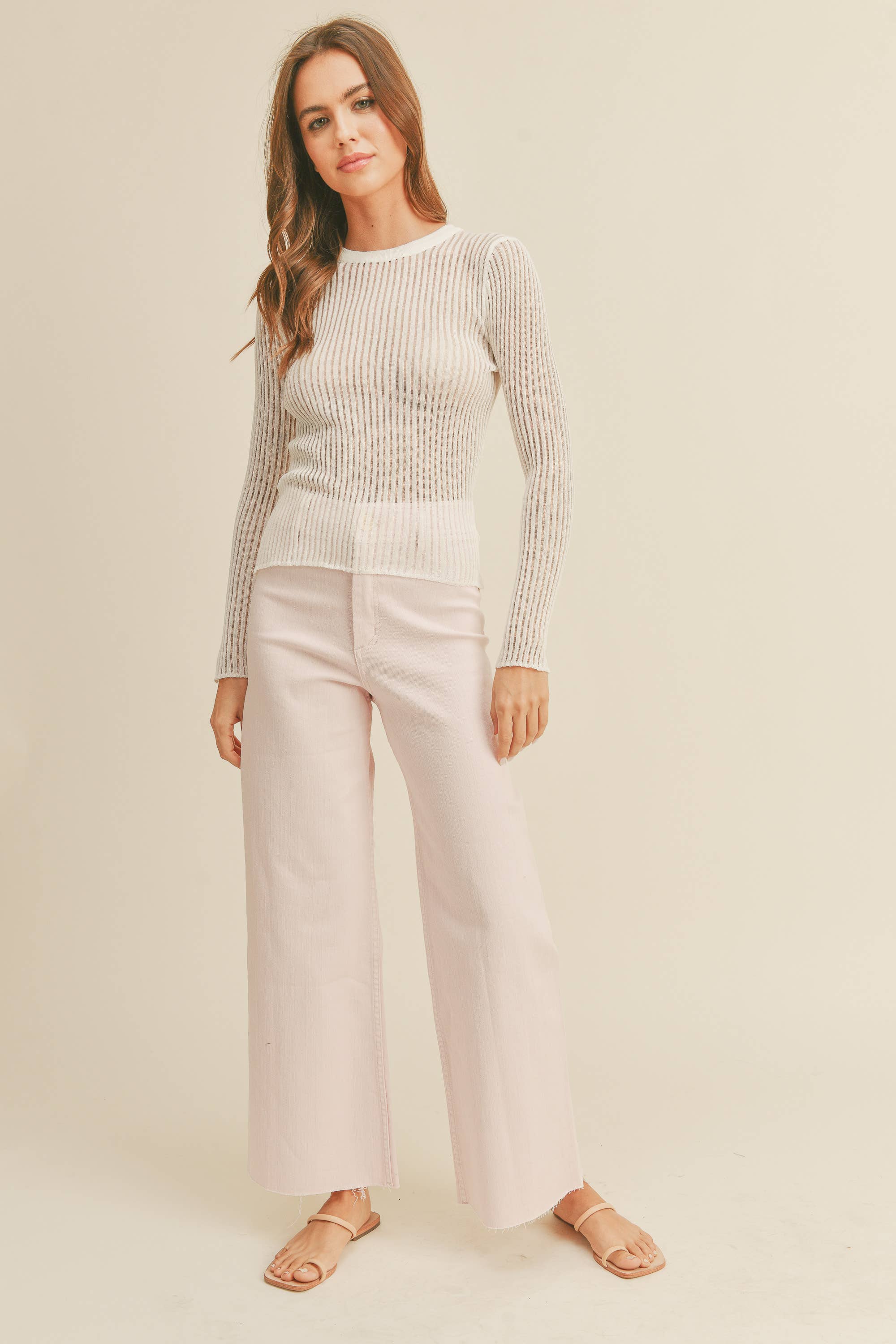 MIOU MUSE - Vente Jean – femme - Pantalon en denim droit à jambes larges MMP62313