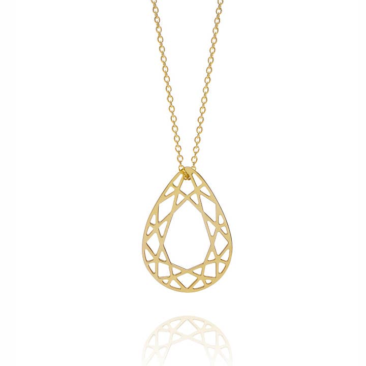 Medium Pear Diamond Necklace - Gold for wholesale by Myia Bonner