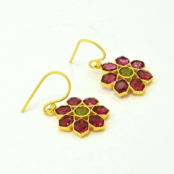 Schmuckoo Berlin - Wholesale Dangle Earrings - Remy Earring Gold Plated - Pink & Green Tourmaline