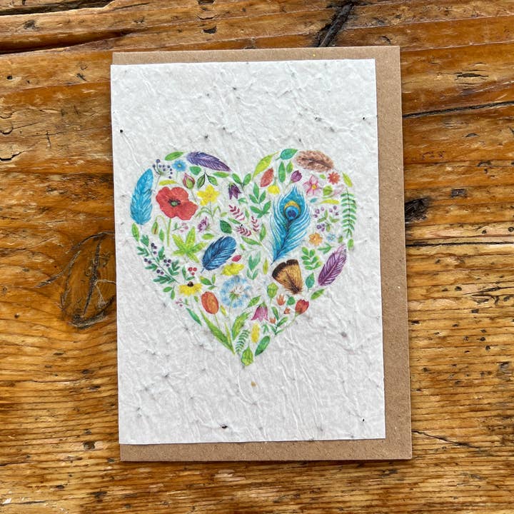 Pflanzkarte mit Samen „Heart of Flowers“ in englischer Sprache für den Großhandel von Les cartes de Lulu