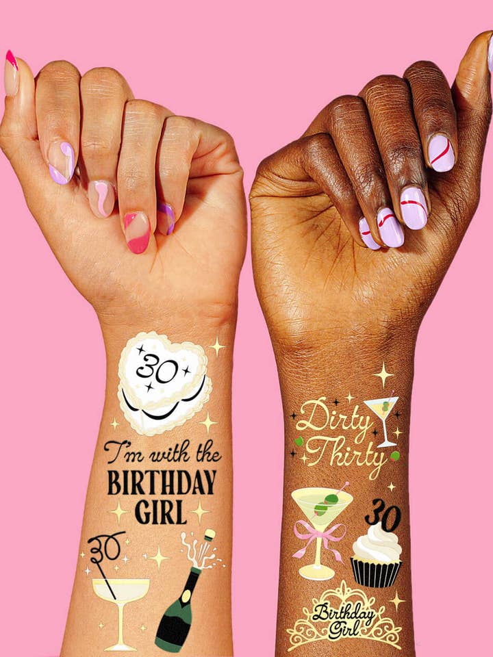 30th Birthday Temporary Tattoos | Dirty Thirty Gold Foil for wholesale by xo, Fetti