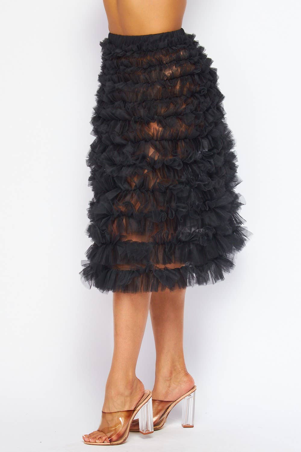 Hot & Delicious – Saia - Mulher por atacado – Saia de círculo midi em camadas de tule transparente para senhoras (HDS30139)2