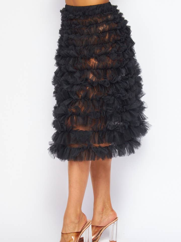 Hot & Delicious – wholesale Skirt – Women’s – Ladylike Sheer Tulle Tiered Midi Circle Skirt (HDS30139)2