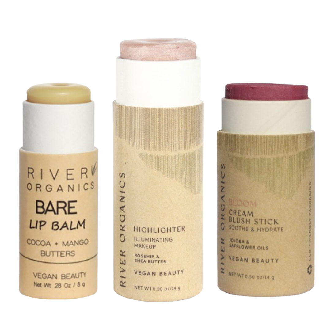 River Organics - Wholesale Lip Balm Set - Lip + Highlighter + Blush Set (Mix & Match)1