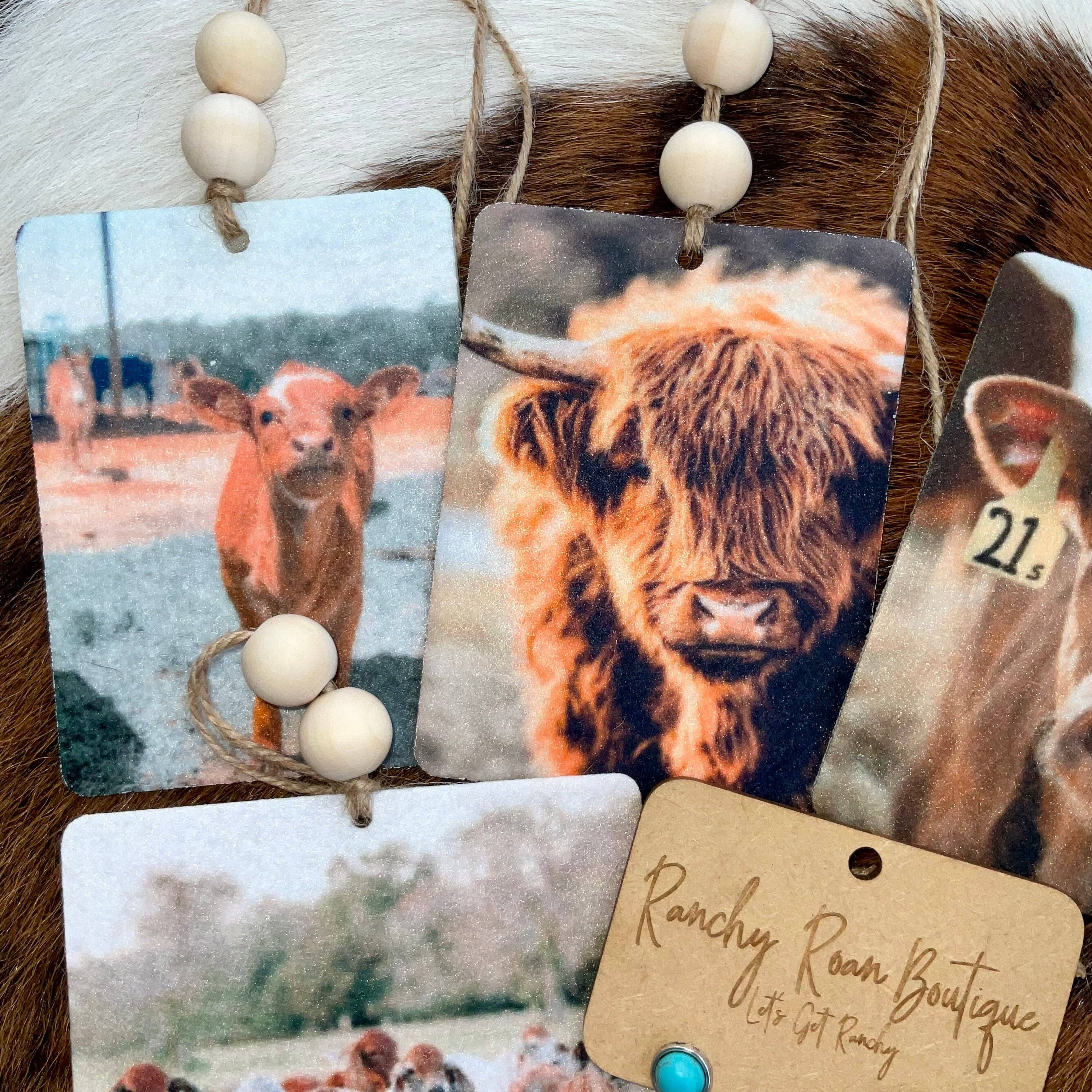 Ranchy Roan Boutique - Wholesale Car Freshener - Women's - Cow Western Cattle Felt Freshie4