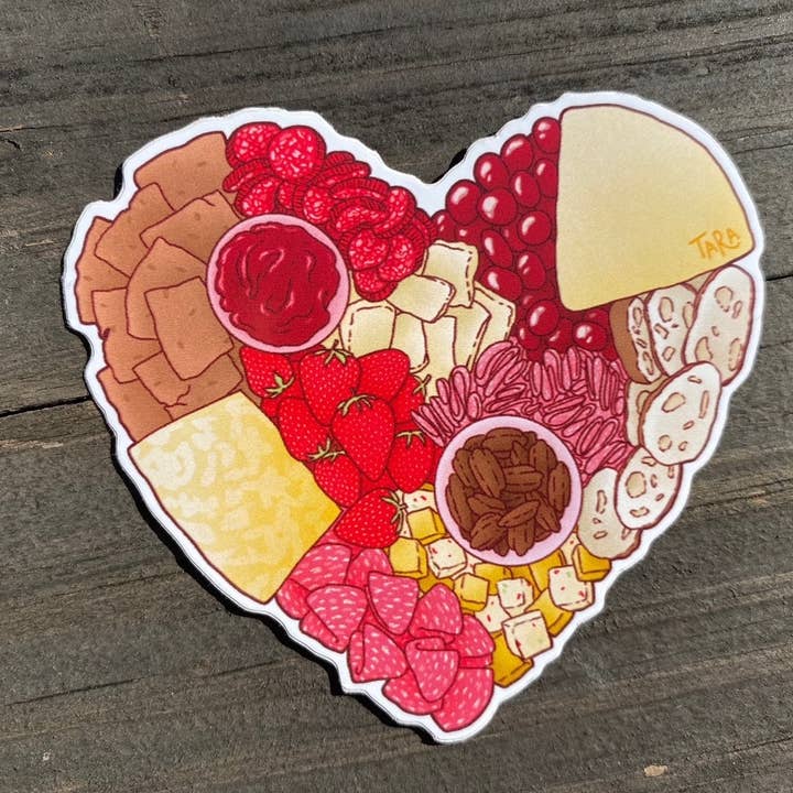 Charcuterie Heart Sticker | Valentine's Day 3 Inch Sticker for wholesale by Tara Sullivan