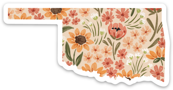Elyse Breanne Design - Wholesale Sticker - Oklahoma 3.5x3in. Floral State Sticker2