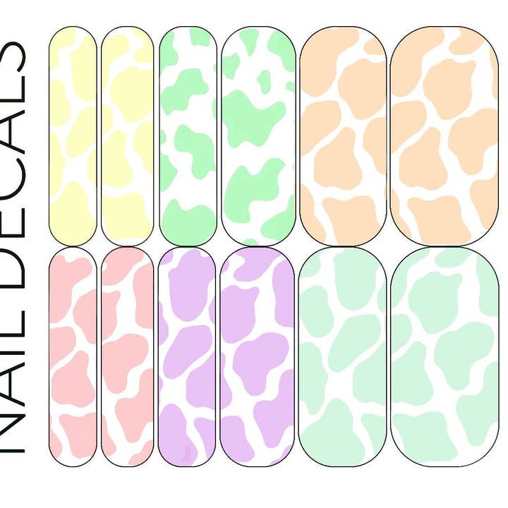 Pastel Cow Decals for wholesale by DIPPY COW NAILS