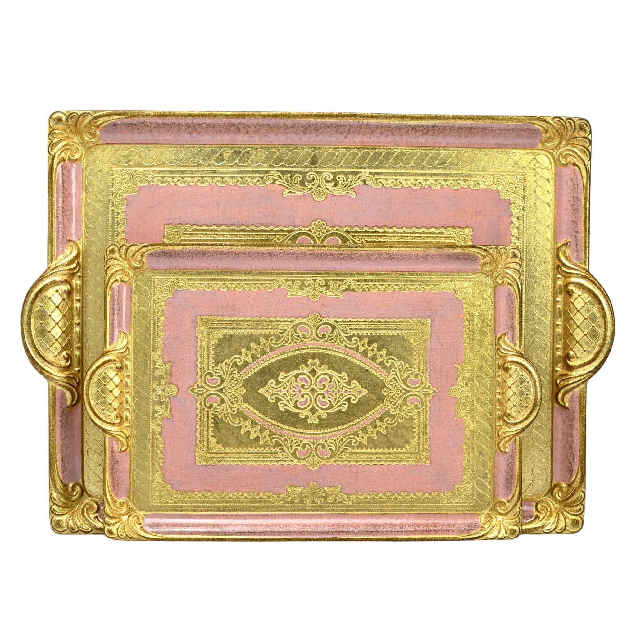 Via Graceffo - Wholesale Decorative Tray - Florentine Carved Rectangle Tray with Handles, M or L, Made in Italy9