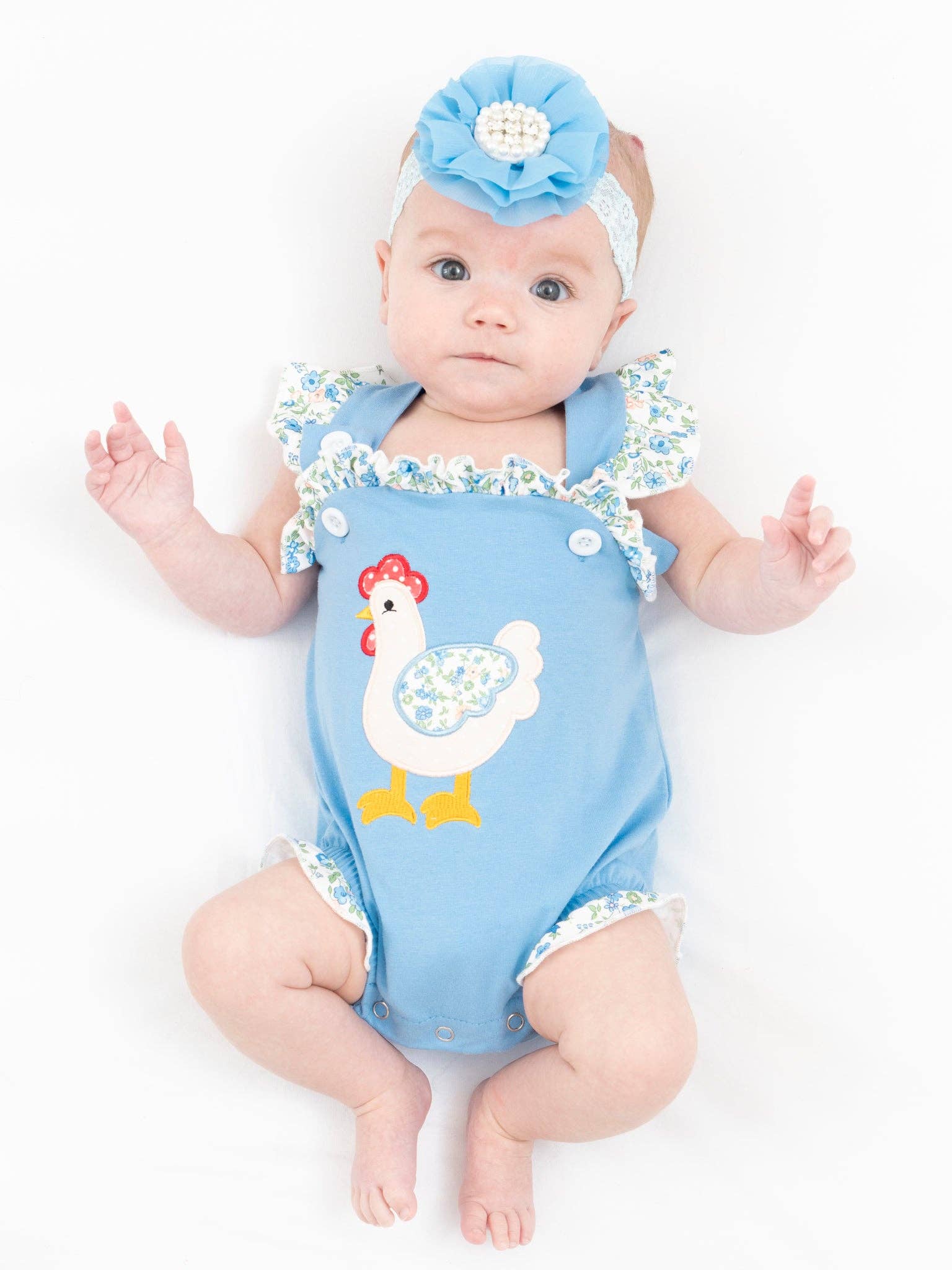 Marie Nicole Clothing - Wholesale Bodysuit (Non-Footed) - Baby - Country Chicken Floral Ruffle Bubble2