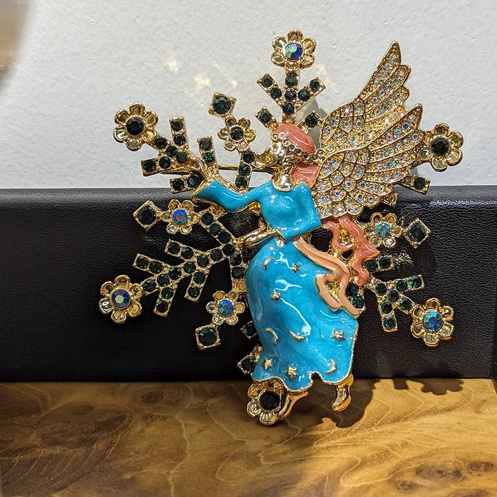 Tourtiwi - Venta al por mayor Broches - Prendedor vintage de ángel hada con cristal, sol y luna2