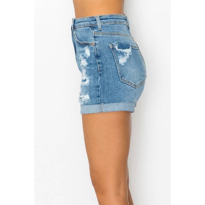 Timeless - Wholesale Shorts - Women's - AUTHENTIC RIP AND REPAIR CUFFED DENIM JEANS SHORTS