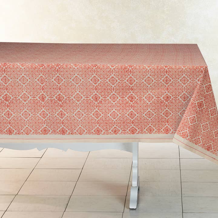 Baumwolltischdecke | Handblockdruck | Mosaikrose für den Großhandel von Sustainable Threads