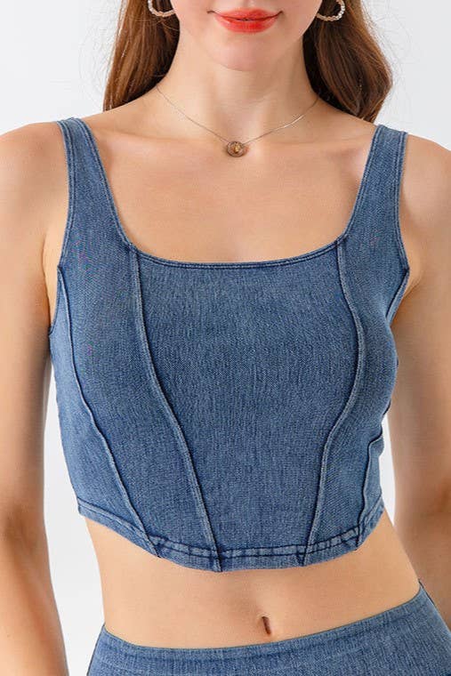 Rosa Clothing - Wholesale Tank Top - Women's - elasticated denim crop tank top brami top4