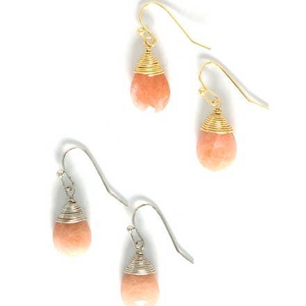 Fair Anita - Wholesale Dangle Earrings - Pink Chalcedony Drop Earrings0