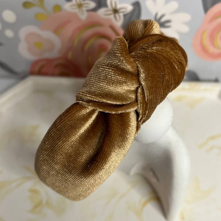 Caramel Velvet Knotted Headband for wholesale by createdbyMishka
