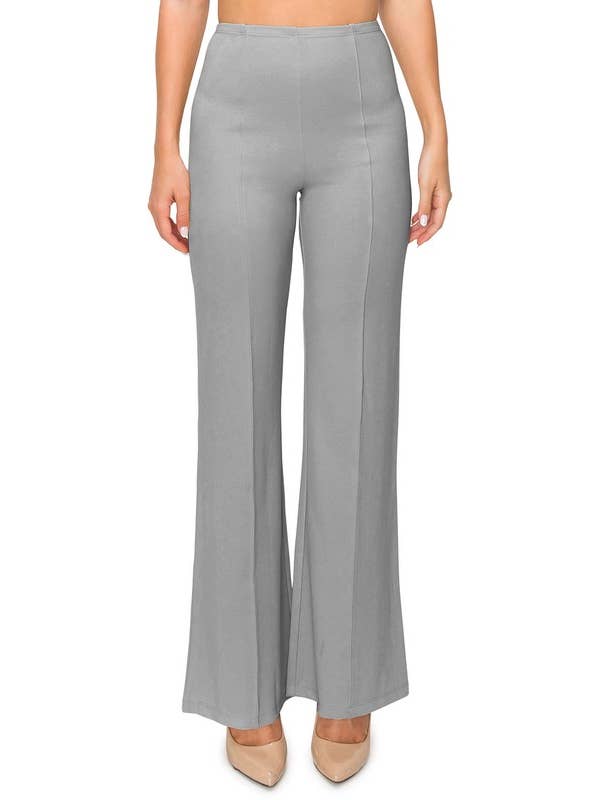 Color 5 - Wholesale Pants – Women's - Solid color wide leg high waist dressy pants with trim line13