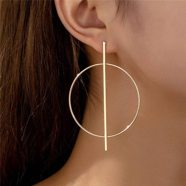 Mirazshoes WholeSale - Wholesale Dangle Earrings - Large Circle Minimalist Earrings