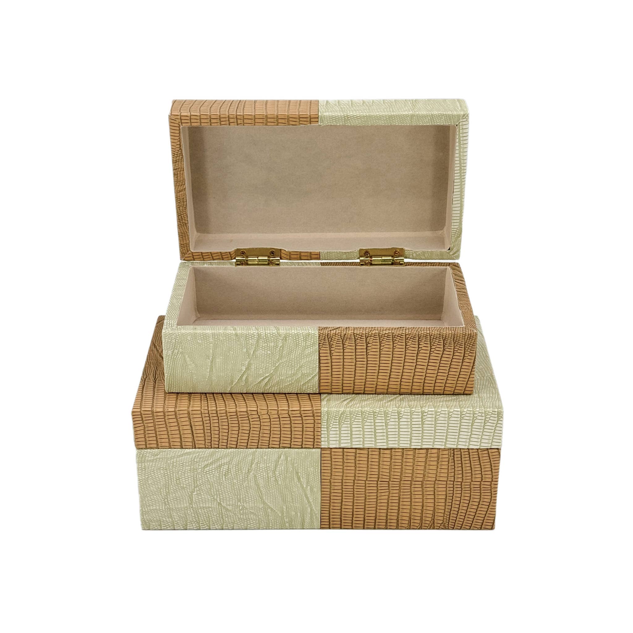 Galt International Company - Vente Boîtes décoratives - Coffret décoratif bicolore en cuir végétalien6