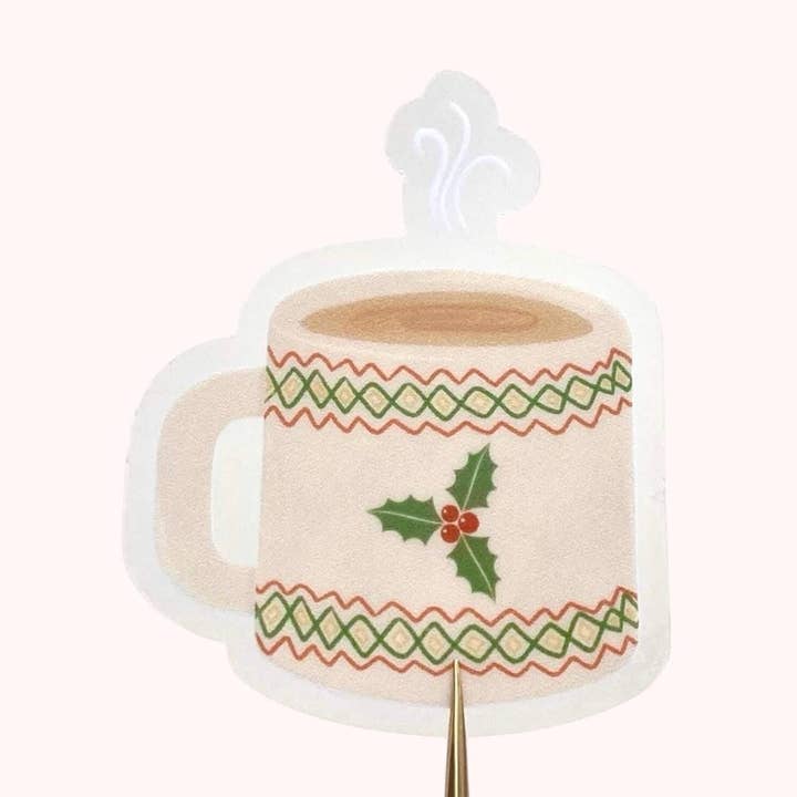Christmas Coffee Cup Sticker - Durable Transparent Vinyl for wholesale by Ditsy & Stitch