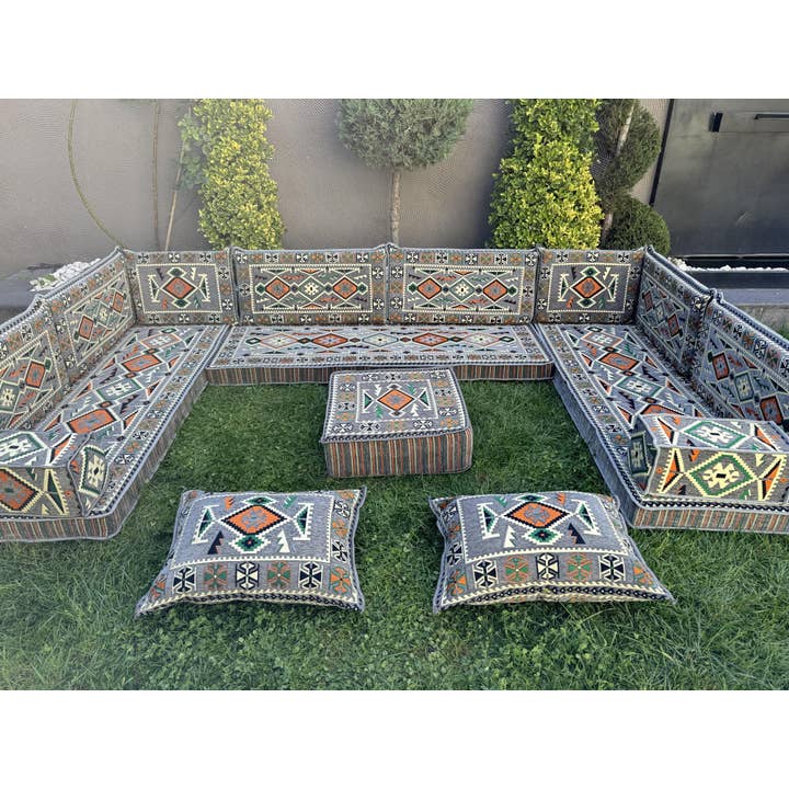 The Loom Wholesale - Wholesale Ottoman - Handmade Floor Seating - Kilim Patterned Ottoman Floor Sofa5