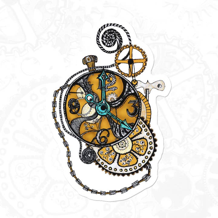 Steampunk lommeur, victoriansk klistermærke for engroshandel hos Katekreates