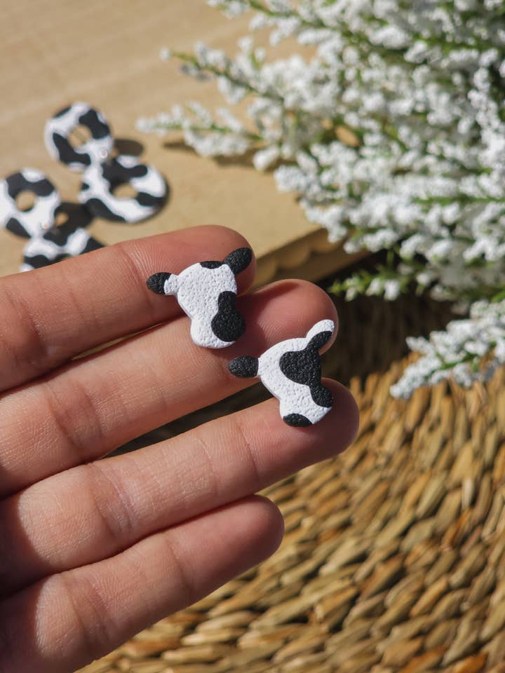 Little Cows | Western | Animal | Polymer Clay Stud Earrings for wholesale by Ivy Lane Clay Co.