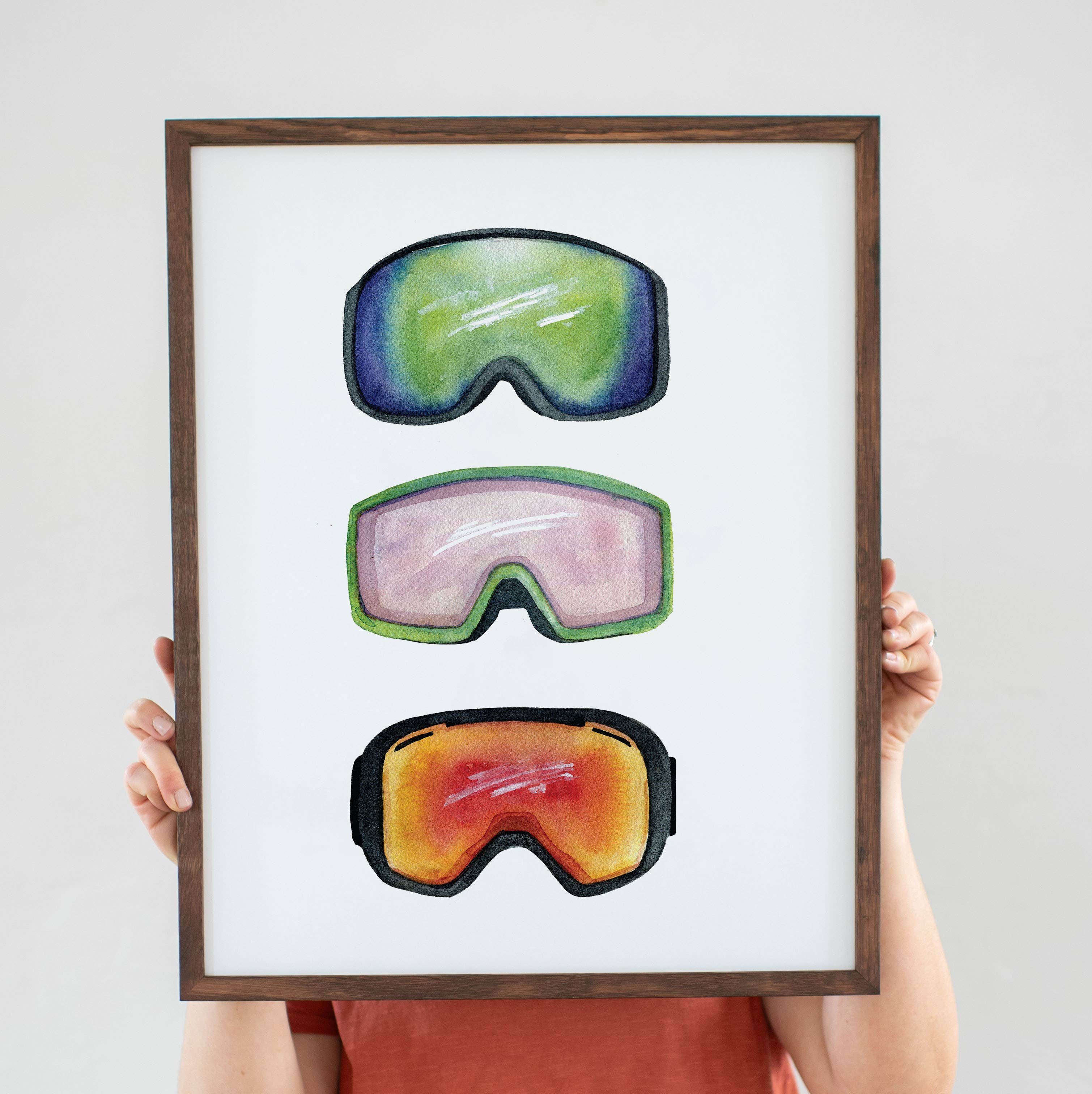 Watercolor Wednesday - Wholesale Art Print - Ski Art Print | Modern Apres Ski Snowboarding Goggle Decor2