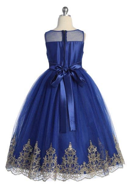 Kid's Dream - Vendita all'ingrosso Vestito - Bambini - Abito da ragazza senza maniche ricamato in cordoncino dorato4