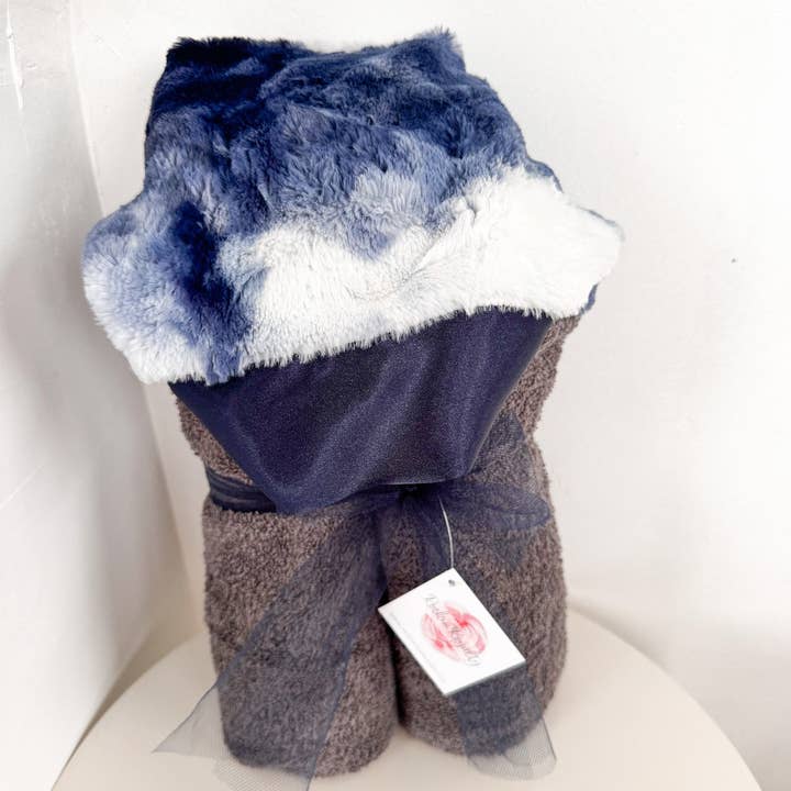 Hooded Bath Towel- Navy Tie Dye for wholesale by Rockin Royalty