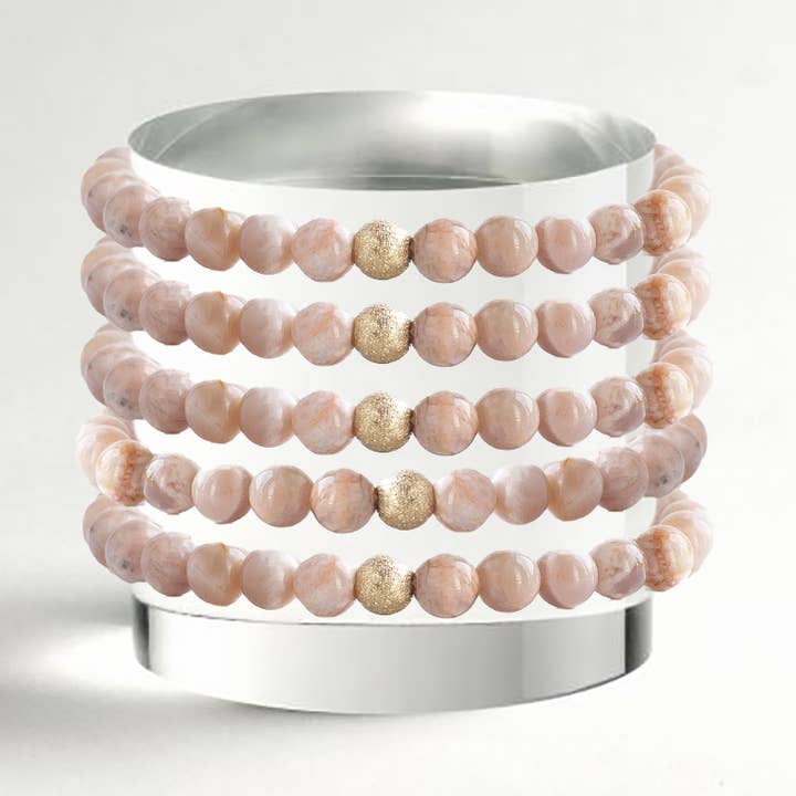 Bracelets en pierres précieuses - Pierre de soleil | 6 mm | Cristaux et pierres pour la vente par Lenny & Eva