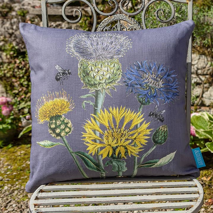 Thistles Outdoor Cushion for wholesale by Perkins & Morley