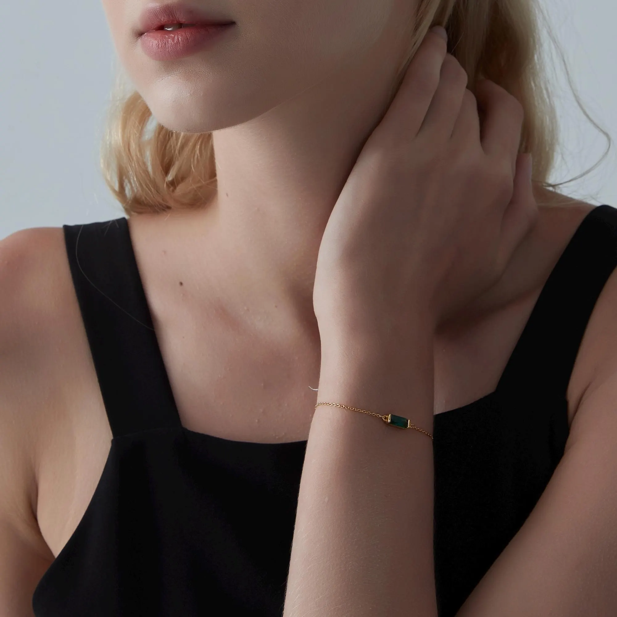 Perimade & Co. LLC - Wholesale Charm/Dangle Bracelet - Baguette Birthstone Stacking Bracelet in 925 Sterling Silver1