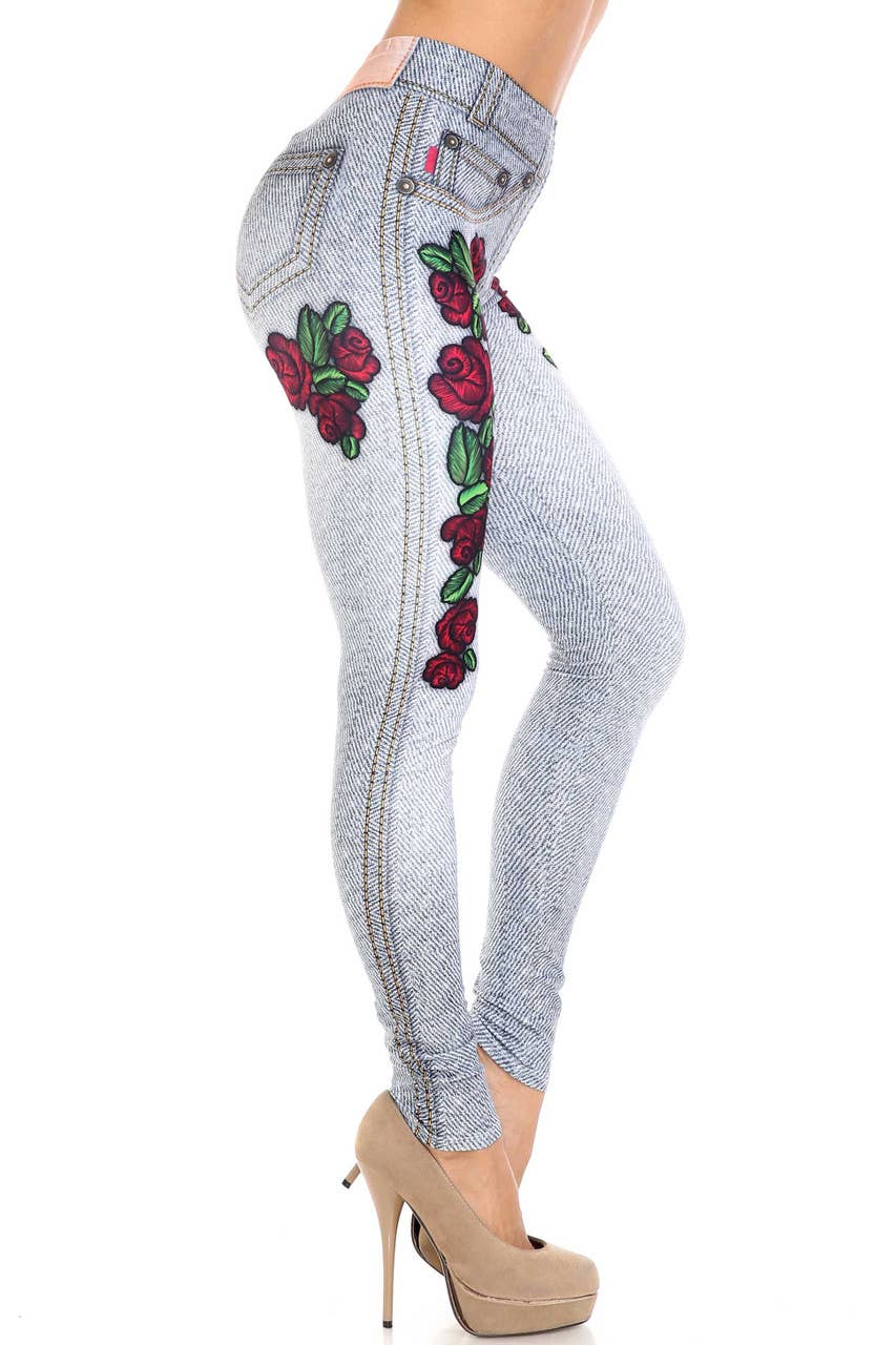 USA Fashion - Vente Legging tendance – femme - Legging rose en jean doux et crémeux - USA Fashion™3
