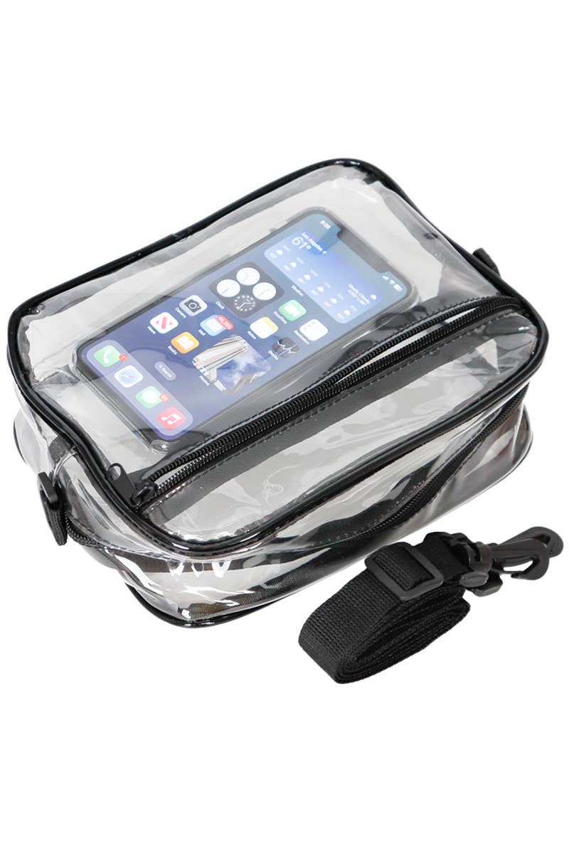 Cap Zone - Wholesale Crossbody Bag - Unisex - Clear PVC Crossbody Messenger Travel Bag4