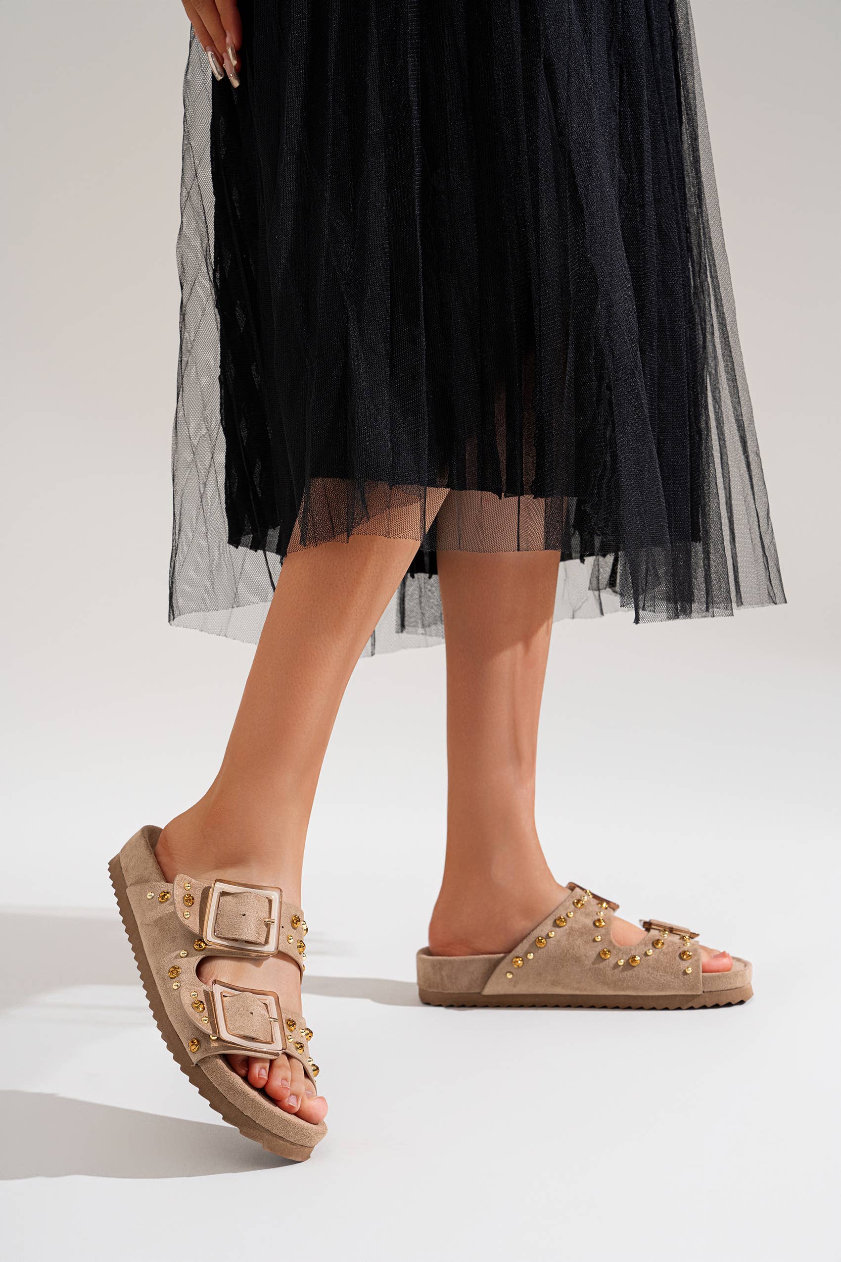 CEREZA - Wholesale Flats - Women's - Double-strap Sandals with Studs14