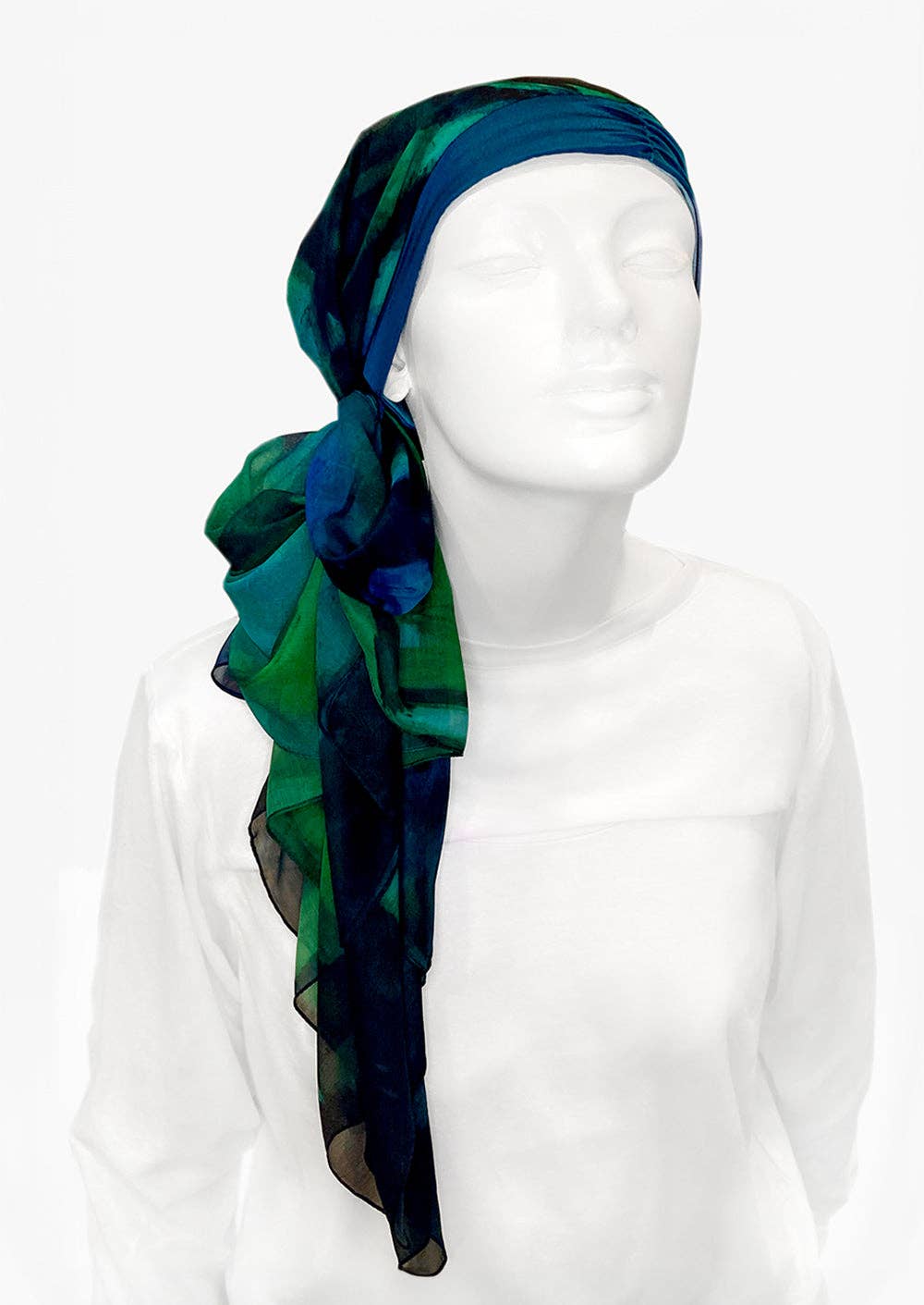 LuxCare Clothing - Wholesale Head Scarf - Women's - Fine Art Headscarf ~Peacock3