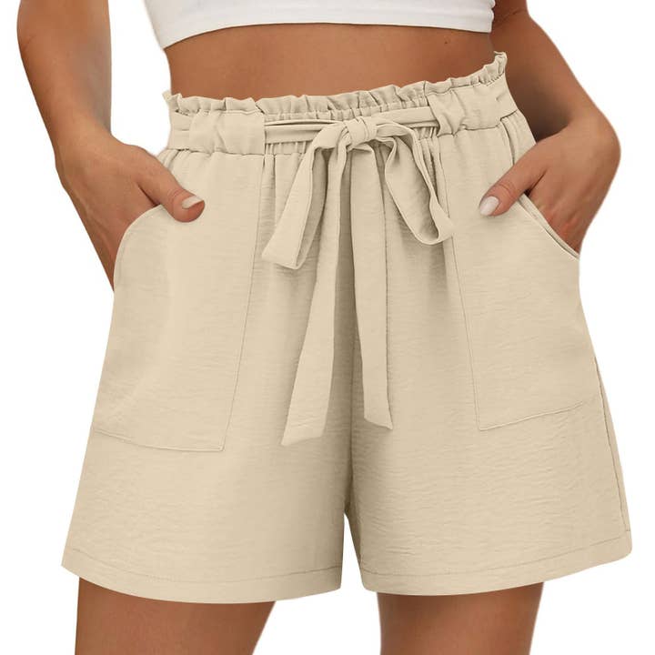 UNISHE - Wholesale Shorts - Women's - Summer Elastic Waist and Drawstring Casual Shorts ZK289116