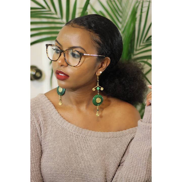 Green Treetop Nzete African Earrings for wholesale on Faire1