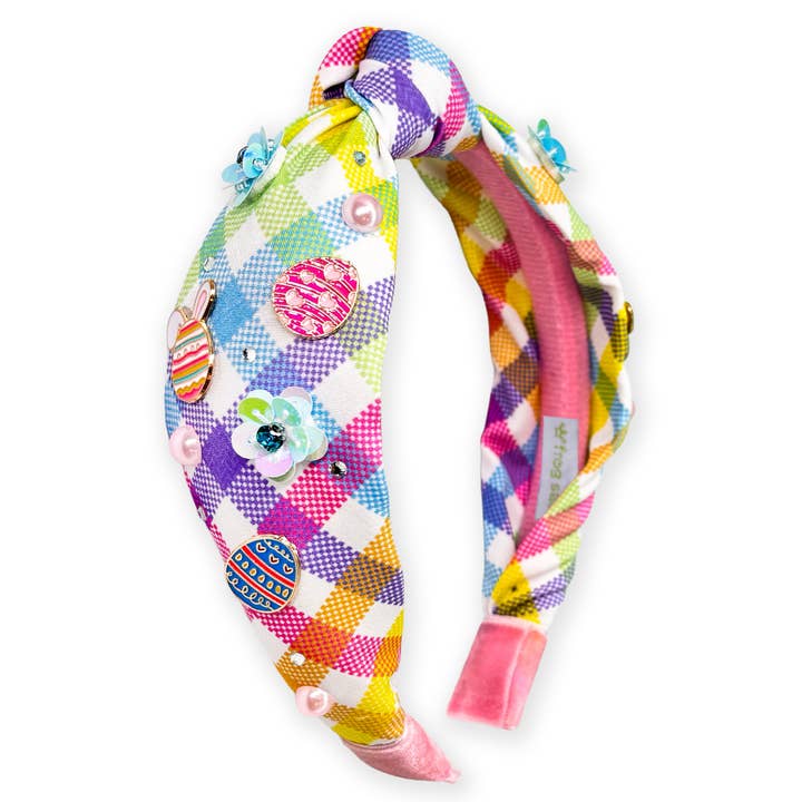 Easter Knotted Headband - Plaid Knot Hair Band for Kids Girls for wholesale by Frog Sac